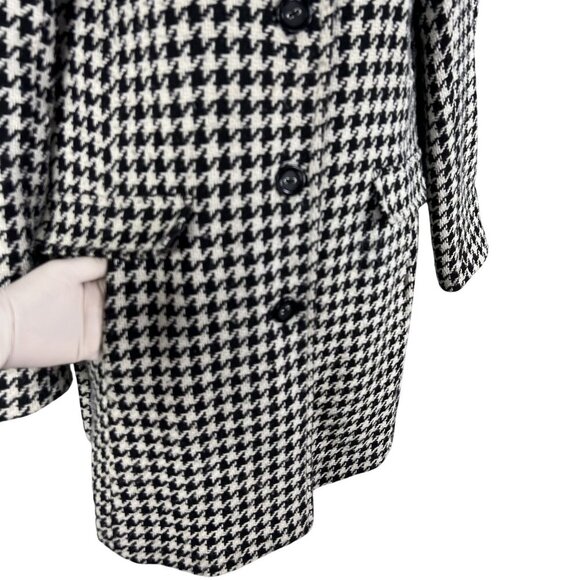 Calvin Klein Women 8 Houndstooth Wool Blend Coat Black White Button Up Old Money - Picture 5 of 16